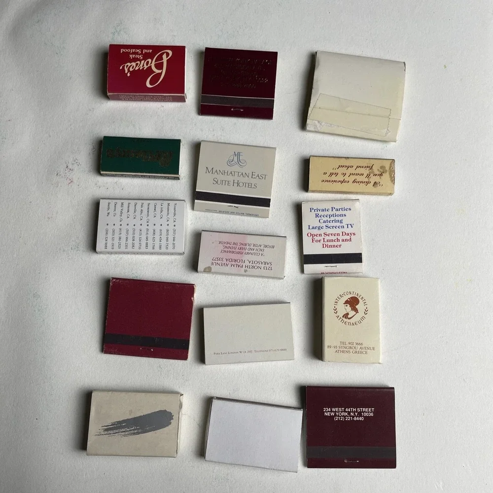 Lot of 14 Vintage Matchbooks &‎ 1 Travel Sewing Kit